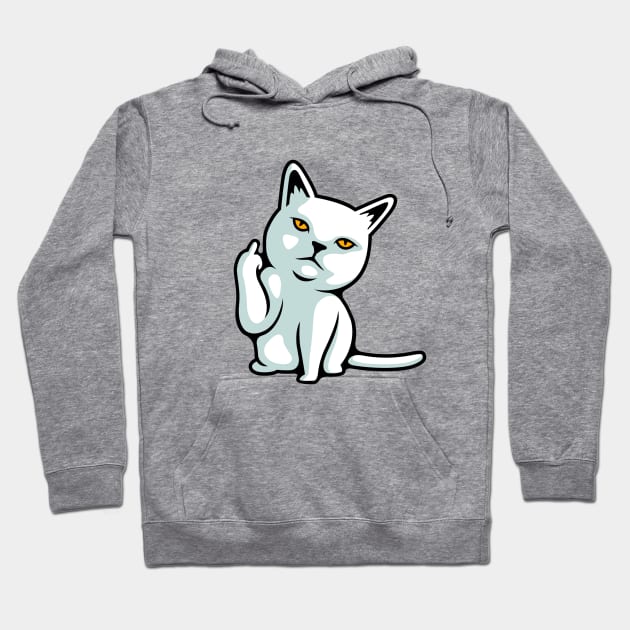 FU cat funny rude hand gesture Hoodie by pickledpossums